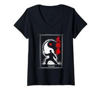 Mujer Tai Chi Chuan Yin Yang Grunge Artes Marciales Camiseta Cuello V