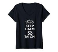 Mujer Tai Chi Cuerpo Mente Bienestar Meditación Mantener la Calma Espiritual Camiseta Cuello V