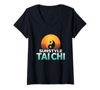 Mujer Tai Chi Estilo Sol Camiseta Cuello V