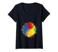 Mujer Tai Chi Yin Yang Cinco Elementos Chino Bagua Wushu Feng Shui Camiseta Cuello V