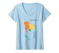 Mujer Tailandia Mapa Geografía Tailandia Camiseta Cuello V
