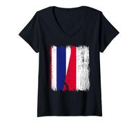 Mujer Tailandia Polonia Media Bandera Tailandesa Ascendiente Polaco Camiseta Cuello V