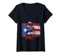 Mujer Taino Woman Bandera de Puerto Rico Orgullo Heritage Boricua Boriken Camiseta Cuello V