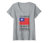 Mujer TAIWÁN NO ES China, Partido Comunista Antichino, XI Jinping Camiseta Cuello V