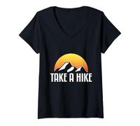Mujer Take a Hike Funny Nature Hiking Trail Adventure Gift Camiseta Cuello V