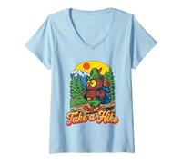 Mujer Take A Hike Retro Woodsy Owl Give a Hoot Vintage Hiking Camiseta Cuello V