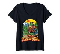 Mujer Take A Hike Retro Woodsy Owl Give a Hoot Vintage Hiking Camiseta Cuello V