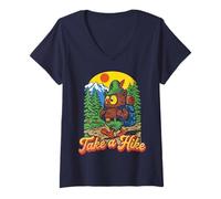 Mujer Take A Hike Retro Woodsy Owl Give a Hoot Vintage Hiking Camiseta Cuello V