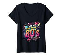 Mujer Take Me Back to 80's Retro Emocionante Music Energy Throwback Camiseta Cuello V