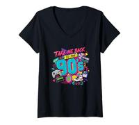 Mujer Take me Back to 90's - Divertidas Camisetas de Tendencia del Humor Camiseta Cuello V