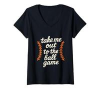 Mujer Take Me out To The Ball Game Retro Baseball Laces Béisbol Camiseta Cuello V