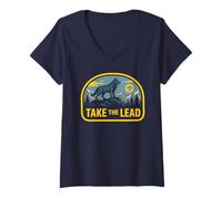 Mujer Take The Lead Cub Scout Wolf Pack Akela Outdoor Badge Camiseta Cuello V