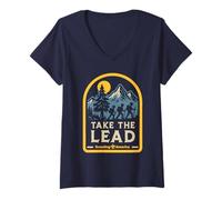 Mujer Take The Lead Scouting America Hiking Cub Scouts BSA Camiseta Cuello V