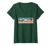 Mujer Take The Lead! Vintage Scouting Hiking 90s Vibe Logo Camiseta Cuello V