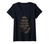 Mujer Tal Vez fuiste Creado para un Tiempo como Este Camiseta Cuello V