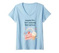 Mujer Tal Vez la Vida no es Realmente Tan Serio Kawaii Camiseta Cuello V