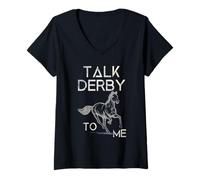 Mujer Talk Derby To Me Derby Day Carreras de Caballos Camiseta Cuello V