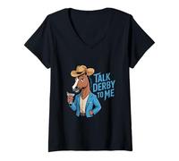 Mujer Talk Derby To Me Funny Horse Cocktail Dicho Camiseta Cuello V