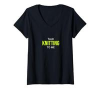 Mujer Talk Knitting to Me Funny Knitter Camiseta Cuello V
