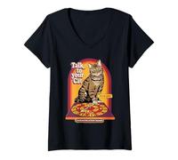 Mujer Talk to Your Cat Sarcastic Retro Vintage Funny Adult Humor Camiseta Cuello V