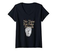 Mujer Tan Color No Time For Fake Friends Tan Graphic Camiseta Cuello V