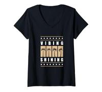 Mujer Tan Color Vibing Gráfico Bronceado Brillante Camiseta Cuello V