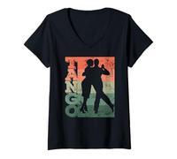 Mujer Tango Baile Argentino Latido del corazón Milonga Vals Tango Bailarines Camiseta Cuello V