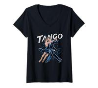 Mujer Tango Pareja Danza Abraza Elegante Movimiento Argentino Camiseta Cuello V