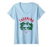 Mujer Taormina Sicilia Italia Souvenir Design Camiseta Cuello V