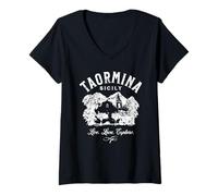 Mujer Taormina Sicilia Italia Souvenir Design Camiseta Cuello V