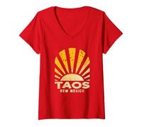 Mujer Taos NM - Sunny Taos Nuevo México Camiseta Cuello V