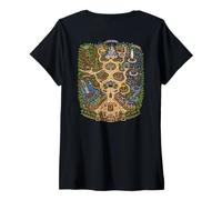 Mujer Tapete de Juego con el Mapa del Parque temático Fantasy Kingdom en la Espalda de papá Camiseta Cuello V