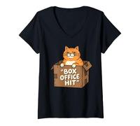 Mujer Taquilla Hit Cat Funny Feline Movie Lover Camiseta Cuello V