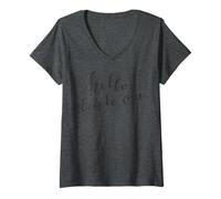 Mujer Tarjeta de Bienvenida Hello Little One Baby Camiseta Cuello V
