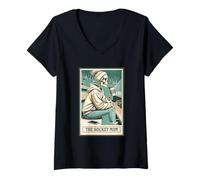 Mujer Tarjeta de esqueleto de The Hockey Mom Spooky Season Mama Halloween Camiseta Cuello V