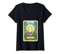 Mujer Tarjeta de feliz Pascua con diseño de huevo vibrante Camiseta Cuello V