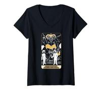 Mujer Tarjeta de Tarot Oculta de Bruja gótica Baphomet Halloween Camiseta Cuello V