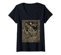 Mujer Tarjeta de Tarot Vampiro Constelación Gótico Camiseta Cuello V