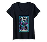 Mujer Tarjeta del Tarot de Chica Gótica! Lector introvertido y Lectura Camiseta Cuello V