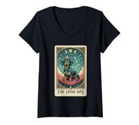 Mujer Tarjeta del Tarot de Dachshund Regal The Long Boy Doxie Dog Art Camiseta Cuello V