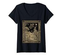 Mujer Tarjeta del Tarot de la Constelación Doctor de la Plaga Oculto Gótico Camiseta Cuello V