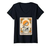 Mujer Tarjeta del Tarot de observación de Aves en bancarrota por Semillas de pájaros Camiseta Cuello V