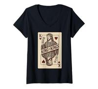 Mujer Tarjeta Jesús Rey de Reyes - Rey de Corazones Camiseta Cuello V