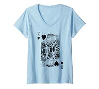Mujer Tarjeta Vintage de Rey de Corazones con Texto en inglés No Kings In America Protest Camiseta Cuello V