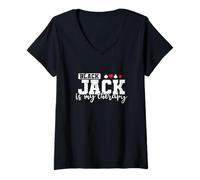 Mujer Tarjetas Blackjack es mi Terapia Camiseta Cuello V