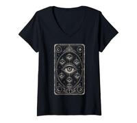 Mujer Tarot Card All Seeing Eyes Ocult Celestial Gothic Gifts Camiseta Cuello V