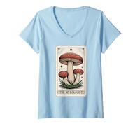 Mujer Tarot Card El micólogo Cottagecore Mushroom Lover Camiseta Cuello V
