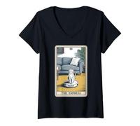 Mujer Tarot Card The Empress Cat On Robot Aspirador Funny Cat Camiseta Cuello V