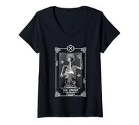 Mujer Tarot Card The Gamer Gaming Astrología Esqueleto Camiseta Cuello V