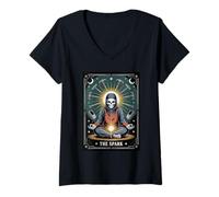 Mujer Tarot espiritual soldador esqueleto - La soldadura oculta de chispa Camiseta Cuello V